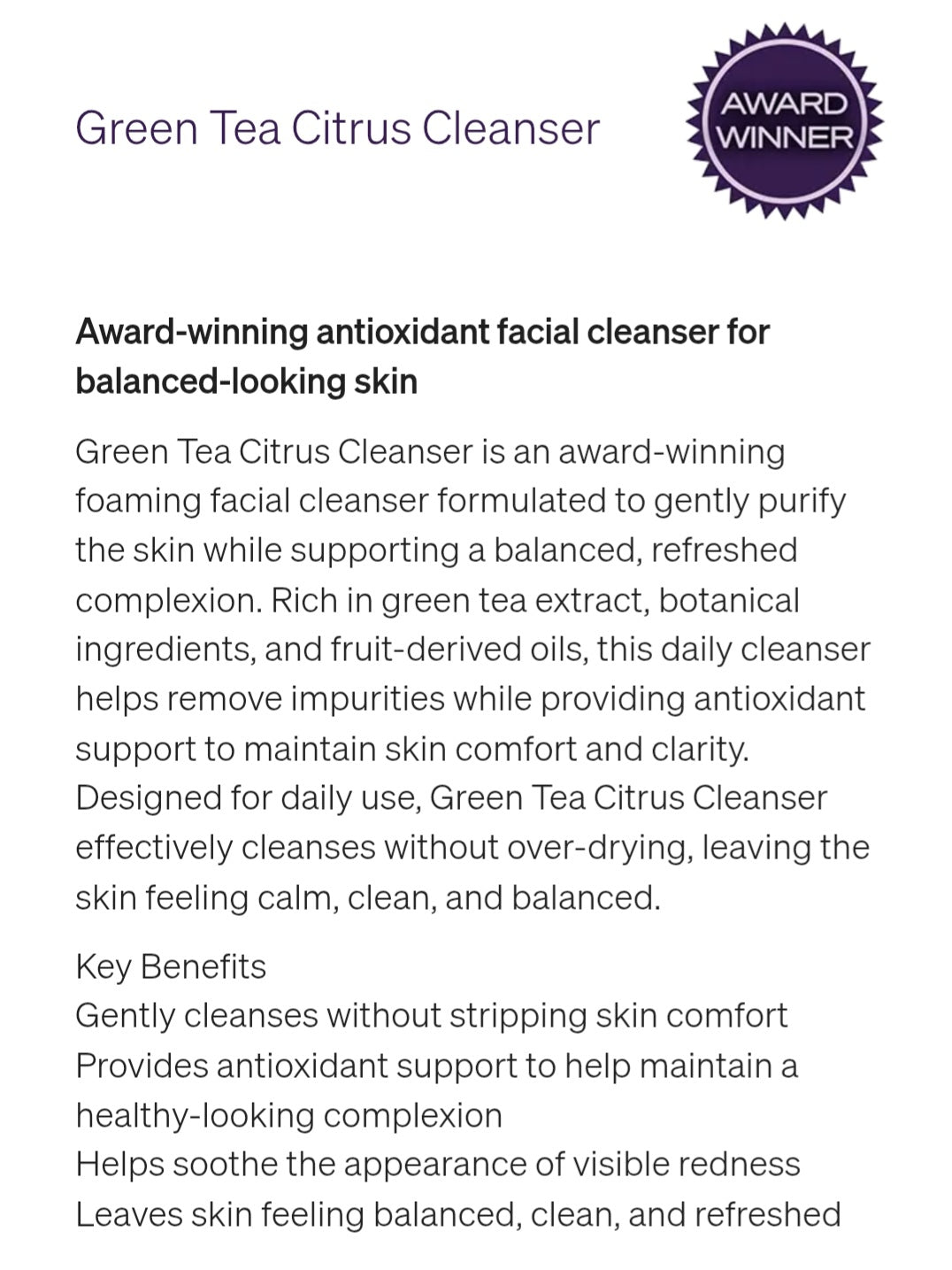 Citrus Green Tea Cleanser