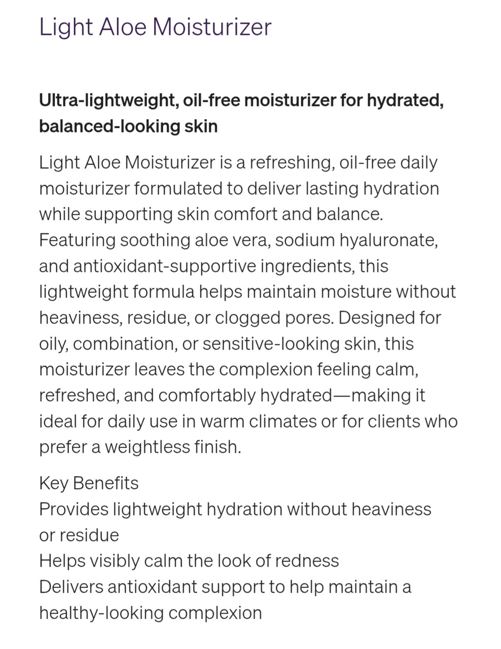 Light Aloe Moisturizer